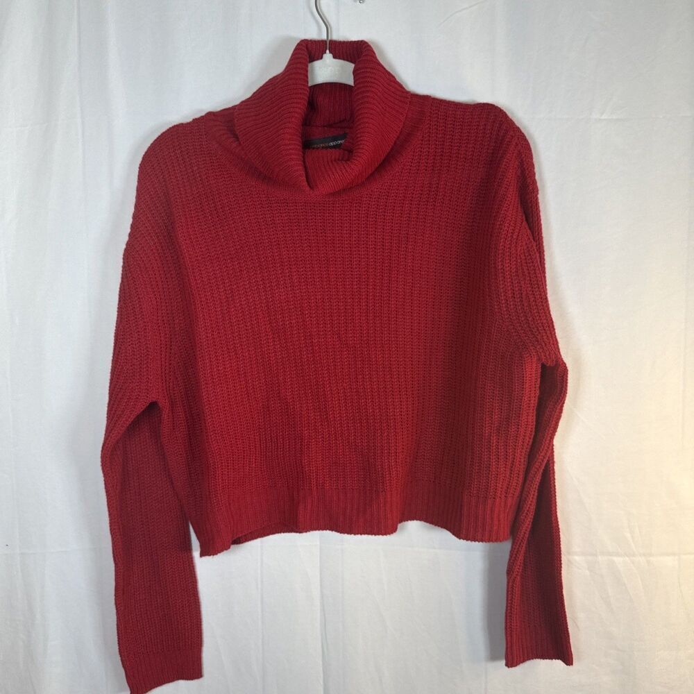 Ambiance Apparel Women's Red Turtleneck Long Sleeve Knit Sweater Size Small